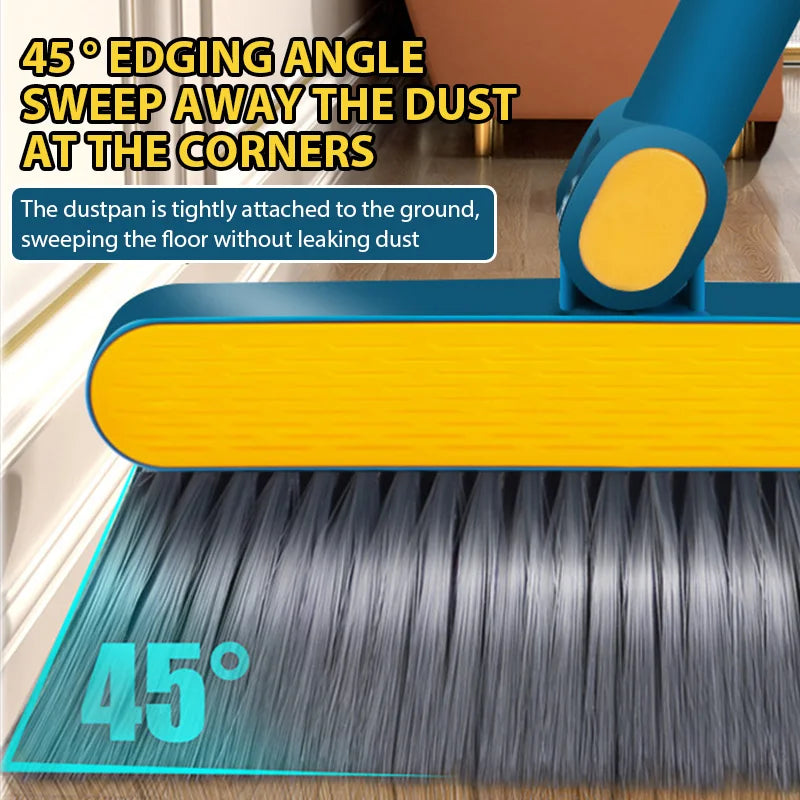 Foldable Broom Dustpan Set with 180 Degree Rotation Dustless Floor Brush for Home Cleaning