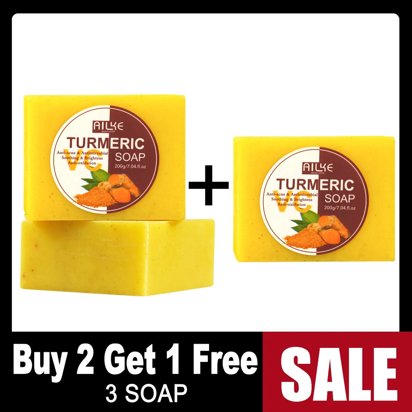 Ailke Organic Turmeric Skin Care Set for Acne Reduction Skin Cleansing Exfoliation Whitening Even Skin Tone and Dry Skin Improvement