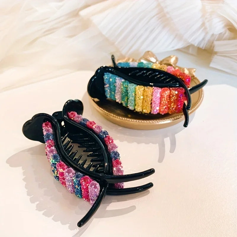 Rainbow Rhinestone Hair Clip for Girls Cute Candy Color Hair Accessory