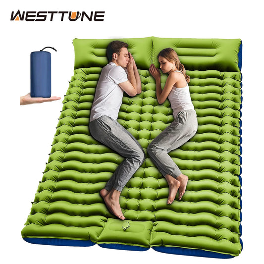 WESTTUNE Double Sleeping Pad 4 Inch Thick Built In Pump
