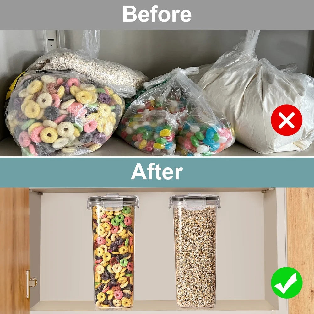 Clear Plastic Cereal Dispenser Airtight Food Storage Containers with Pour Spout Kitchen Pantry Organization 17 Cups