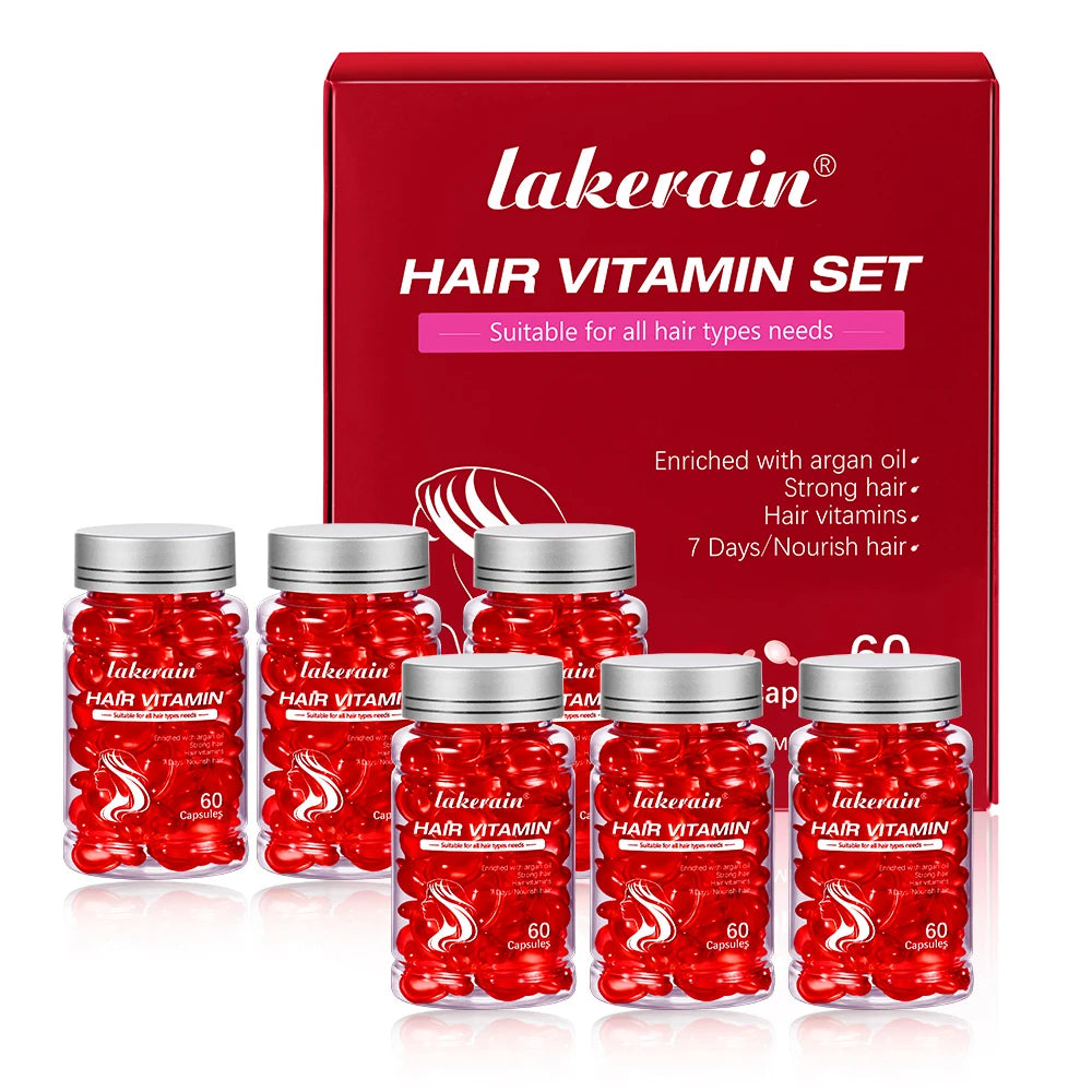 6pcs Moroccan Vitamin Oil Hair Care Essence Damaged Nutrition Repair Hair Splitting Improvement Treatment Products 60 Capsules