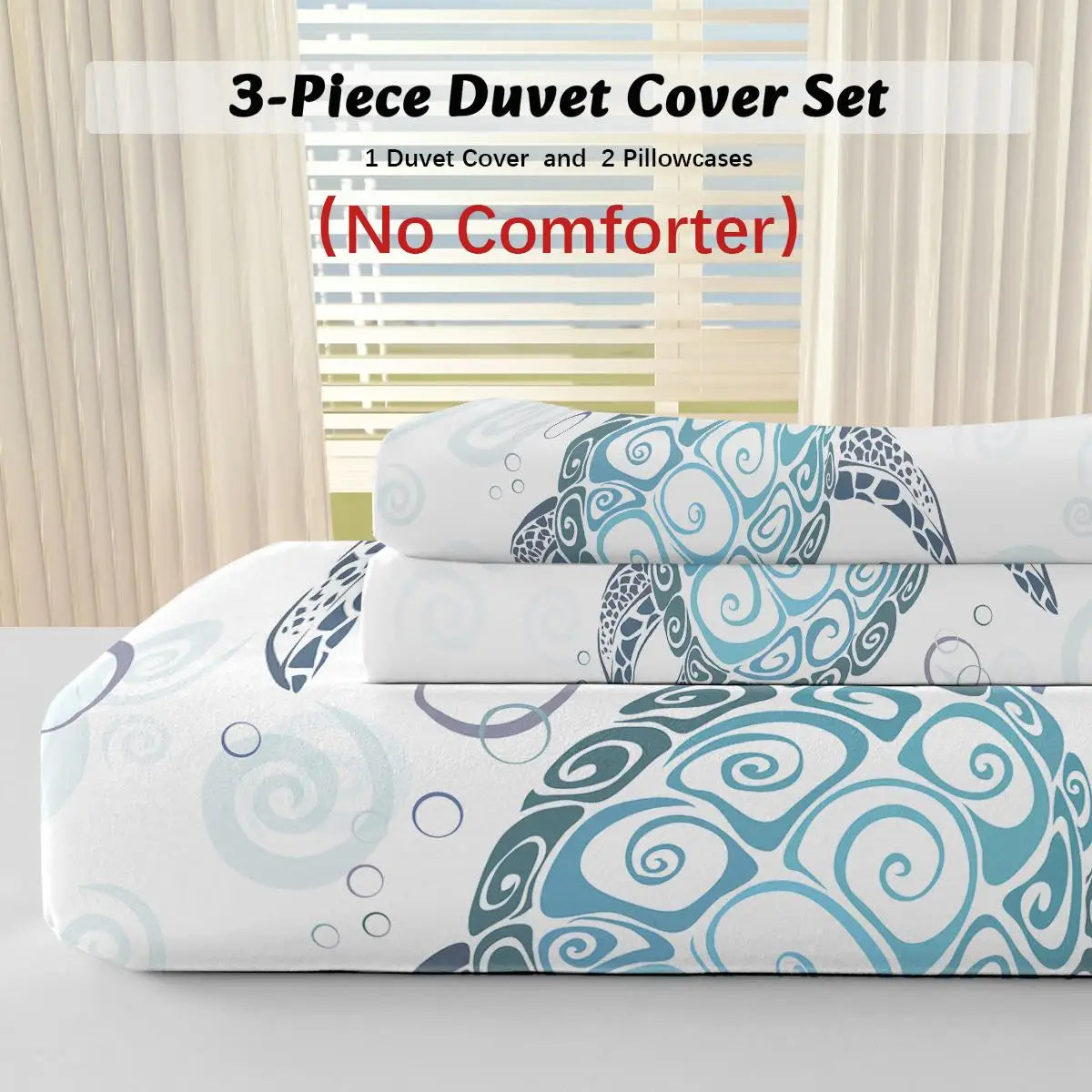 Aqua Teal Sea Cotton Bedding Set 3 Piece Full Duvet Cover