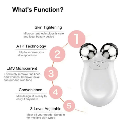 Microcurrent Facial Massager Roller Anti Wrinkles EMS Face Lift Skin Tightening Machine Face Firming Slimming Skin Care Tools