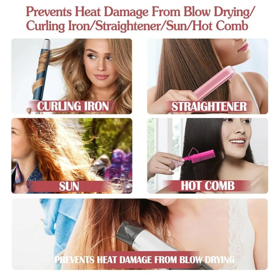 Thermal Protectant Spray Hair Growth Oil Heat Protector Serum Moisturizing Essence Conditioner Spray Detangler Comb Satin Bonnet