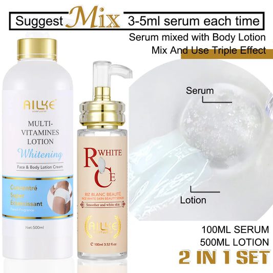AILKE Multi Vitamin Whitening Body Lotion with Vitamins A E B3 B5 for Increased Skin Radiance Even Skin Tone and Moisturizing Hydration