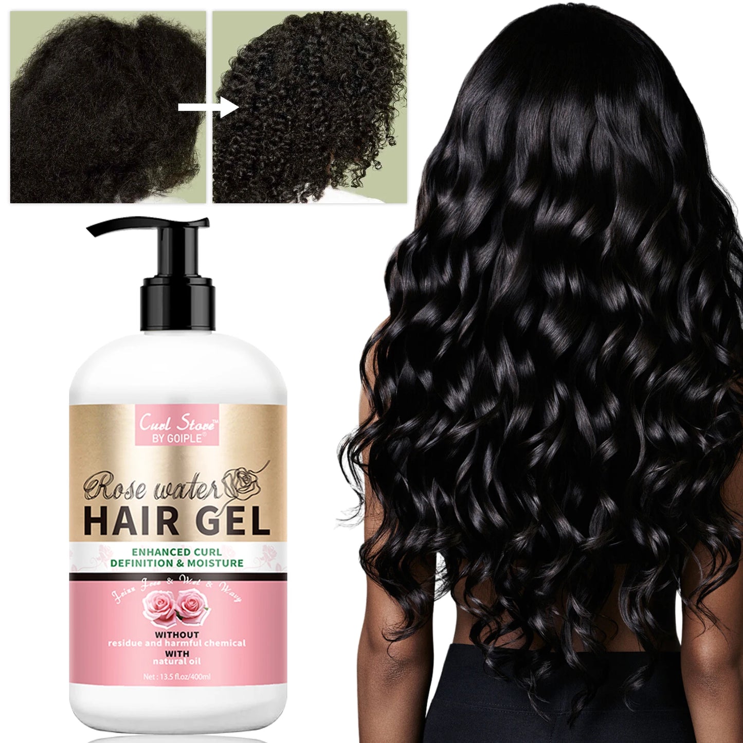 GOIPLE Natural Curl Defining Hair Gel for Wavy Curly Anti Frizz Nourishing Moisturizer Curls Enhancing Styling Cream Conditioner