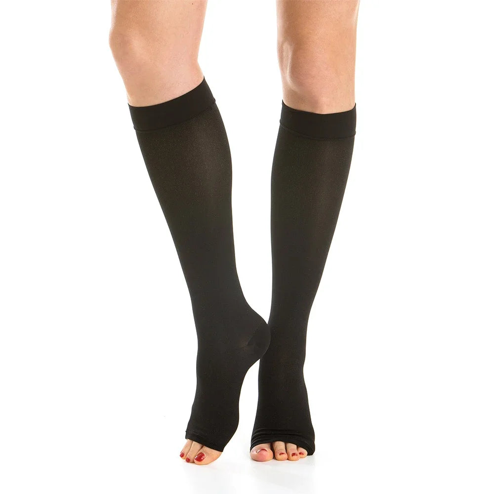 Men's Medical Knee High Open Toe Compression Stockings 20-30 mmHg Support Socks for Varicose Veins Edema and Travel
