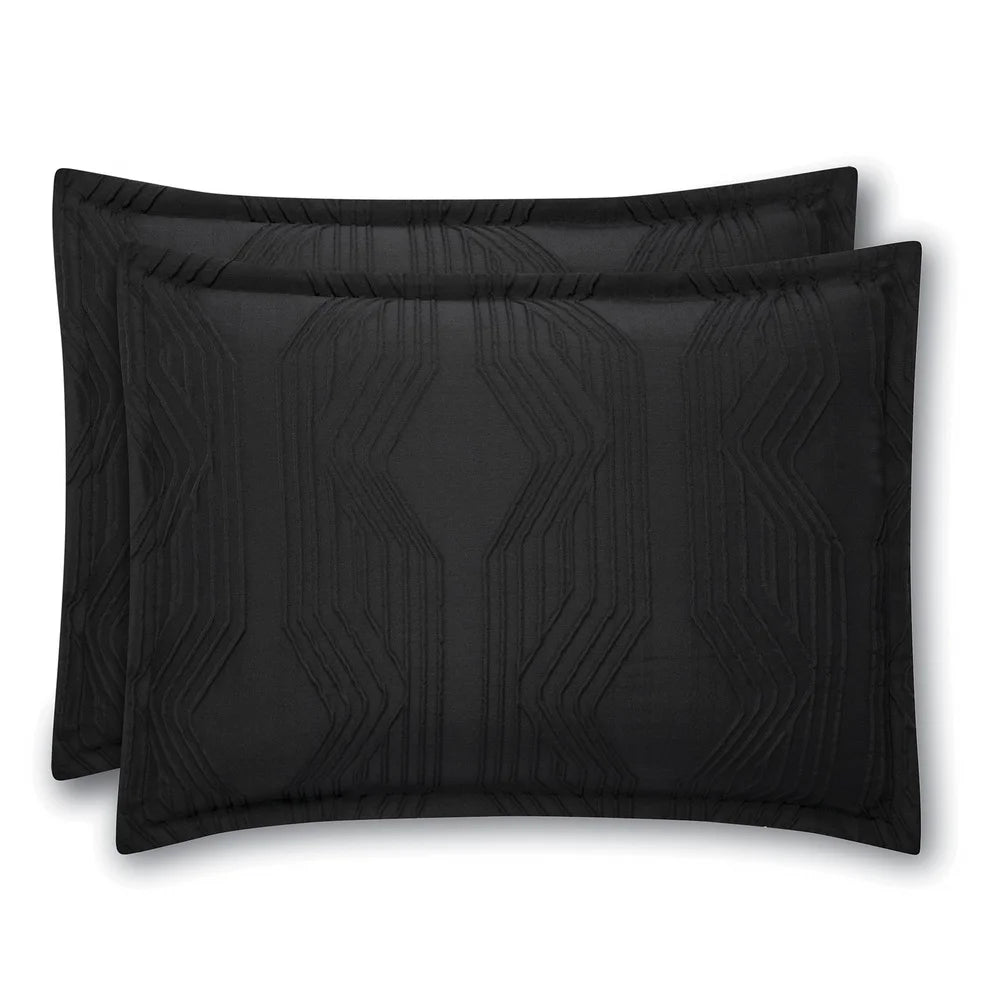 Five Piece Black Jacquard Comforter Set Queen Size Textured