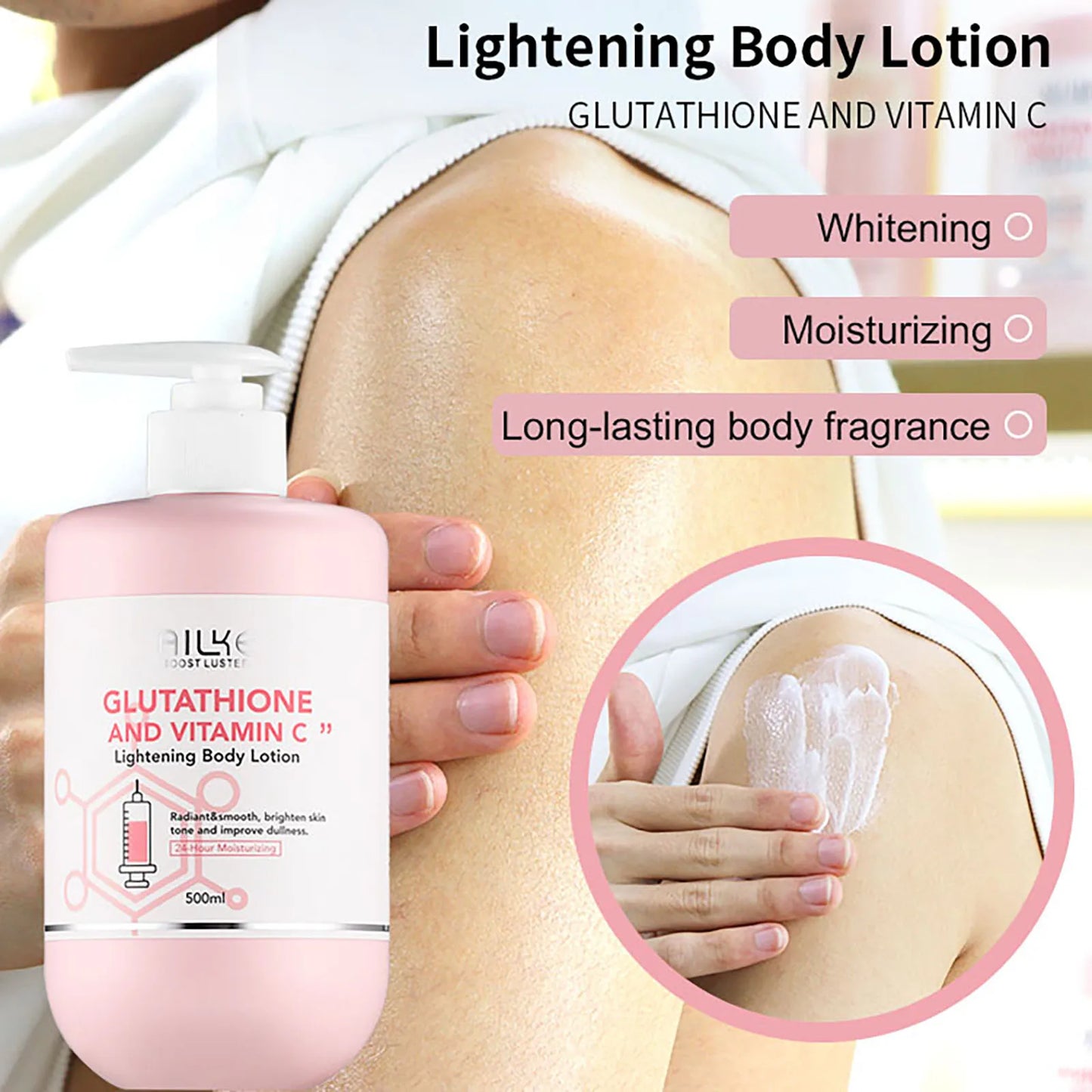 AILKE Whitening Skin Care Cream Lightening Lotion Remove Dark Spots with Glutathione and Shea Butter Moisturizing Body Cream