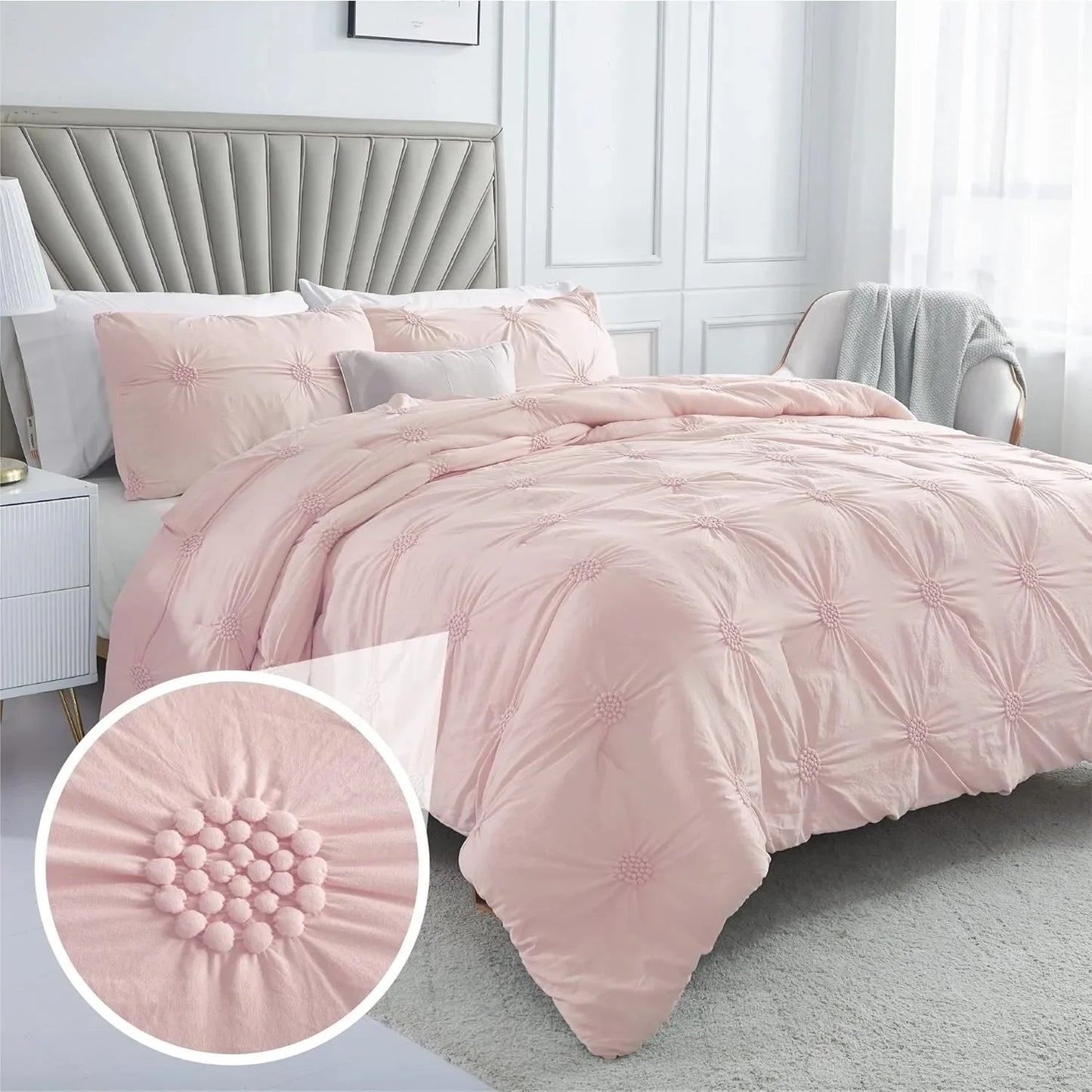 Baby Pink Rose Blush Comforter Set Full Queen 3 Piece