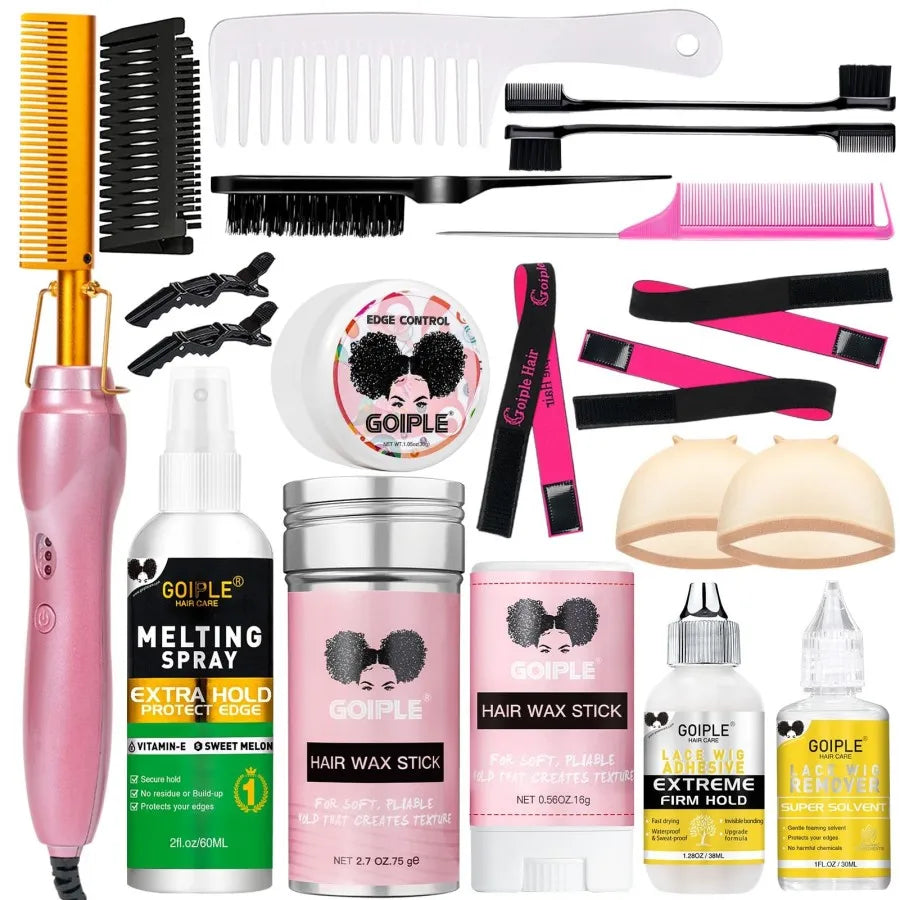 GOIPLE Electrical Heat Hair Straightener Hot Pressing Brush Styling Tool for Lace Front Wigs and Hair Wax Stick Melting Spray