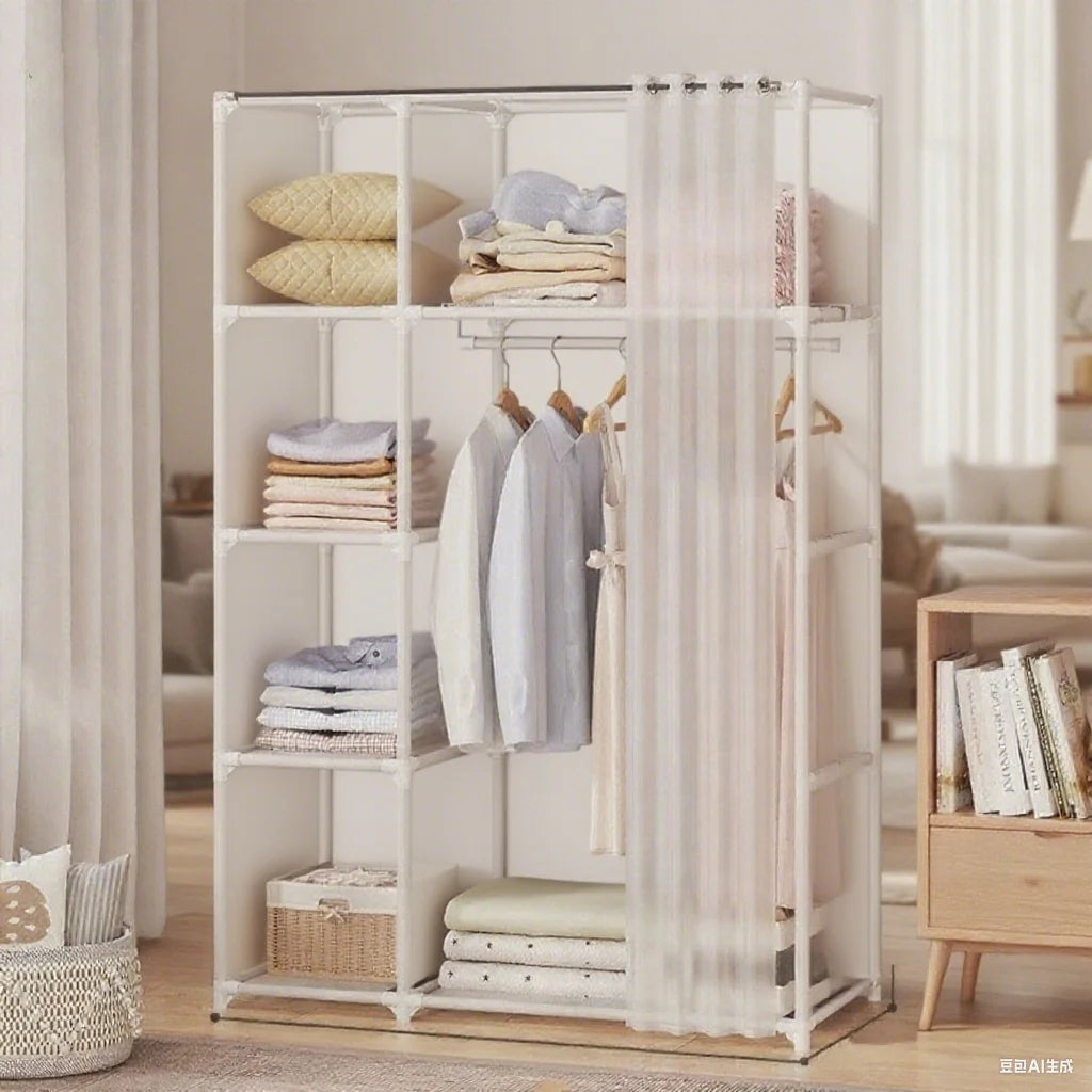 Layers Dustproof Wardrobe Double Row Partition Bookshelf