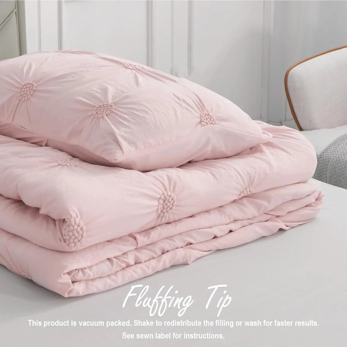 Baby Pink Rose Blush Comforter Set Full Queen 3 Piece