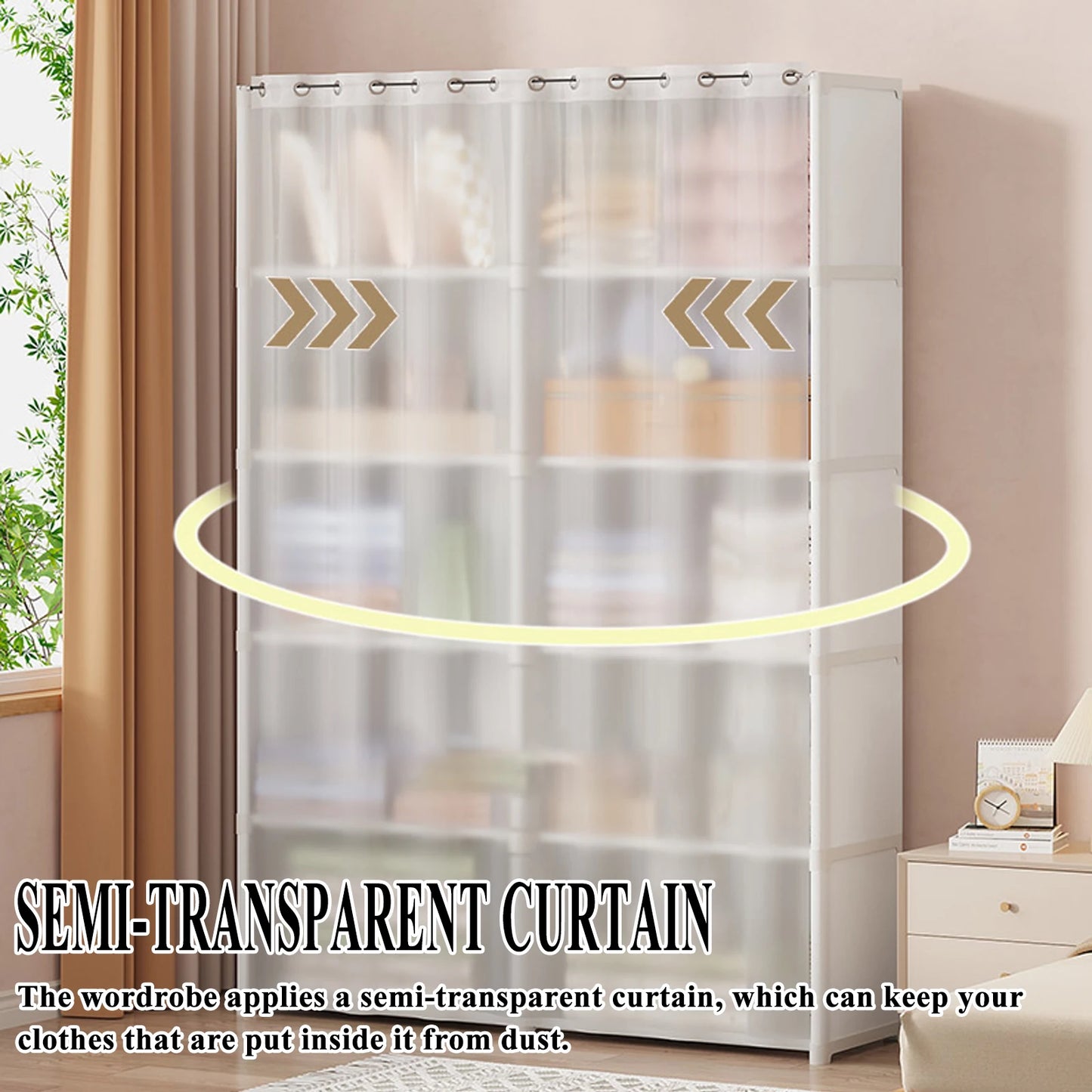Layers Dustproof Wardrobe Double Row Partition Bookshelf