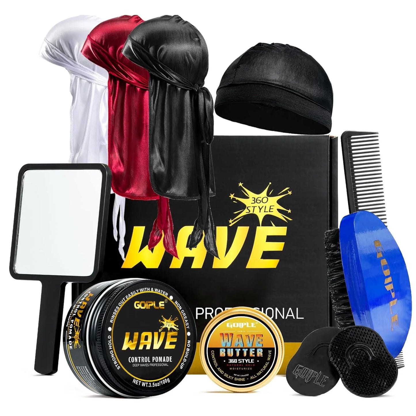 GOIPLE Natural Wavy Frizz Control Gel Strong Hold Wave Pomade for Black Men 100g