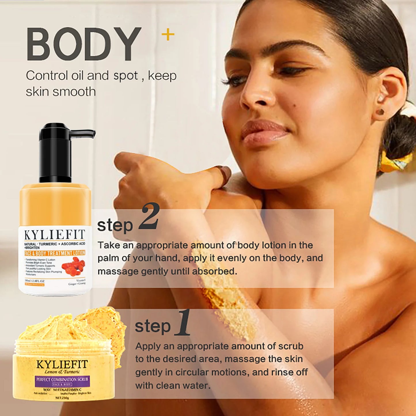 Ailke Organic Turmeric Skin Care Set for Acne Reduction Skin Cleansing Exfoliation Whitening Even Skin Tone and Dry Skin Improvement