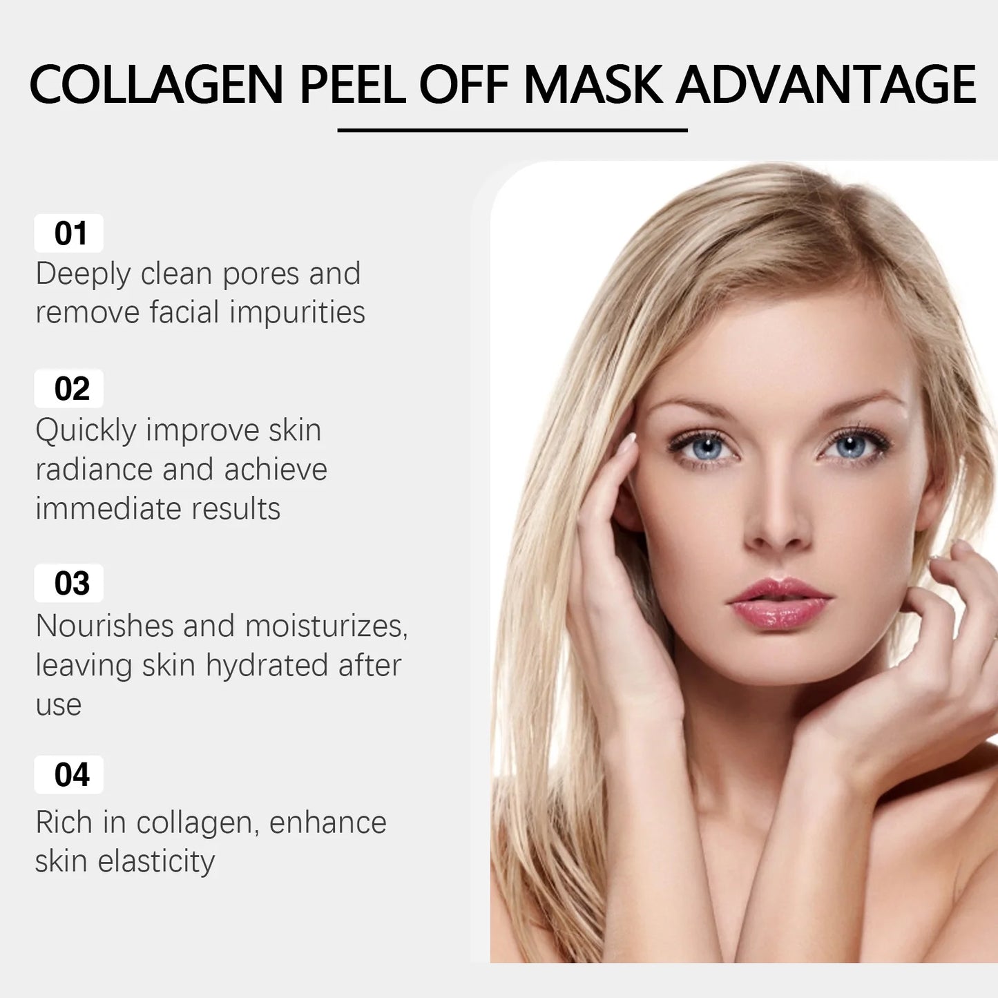 OUHOE Collagen Peel Off Mask 60g Collagen Peel and Tear Mask Gently Cleanses Pores Facial Oil Control Hydrating Mask