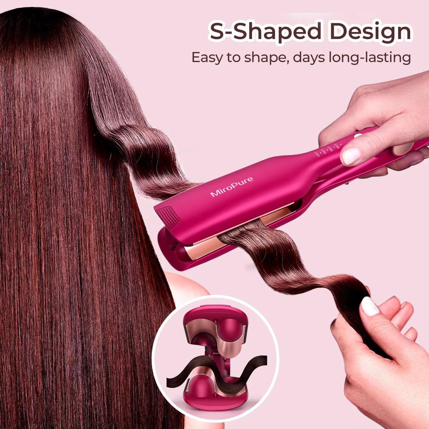 Wave Iron Beach Curling Hair Stick 2.54Cm PTC Heater Automatic Shut Off Easy Shape Adjustment Long Lasting Heating 300