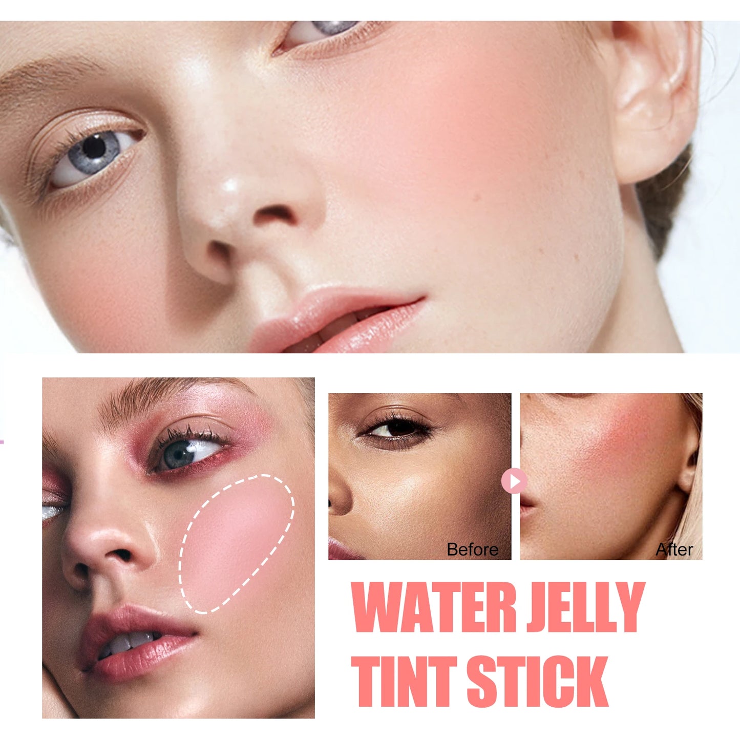 Berry Silky Matte Pearl Stick Blush Cream for Lips and Cheeks with Rotating Flat Tube Makeup Jelly Blush Lip Gloss Stick