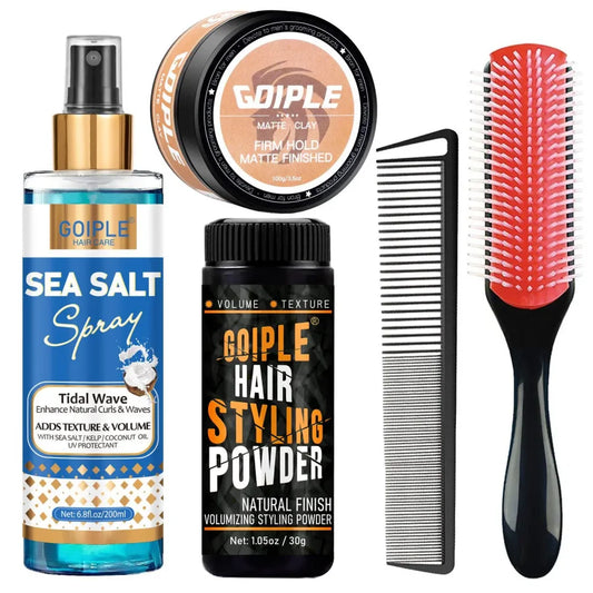 Men's Styling Set Hair Volume Powder Sea Salt Spray Beach Waves Matte Clay