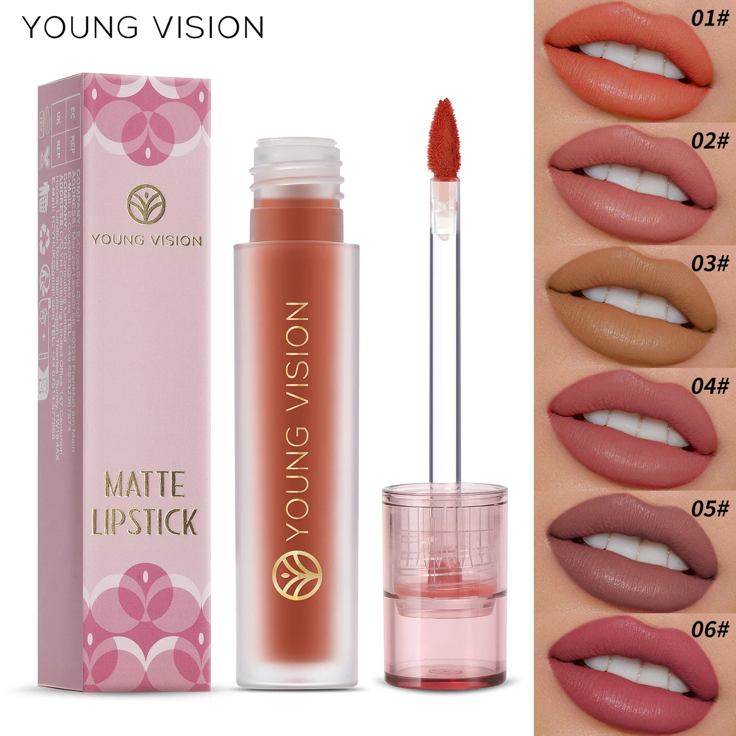 Young Vision 6 Color Matte Velvet Lip Paste Non Sticky Long Lasting Liquid Lipstick