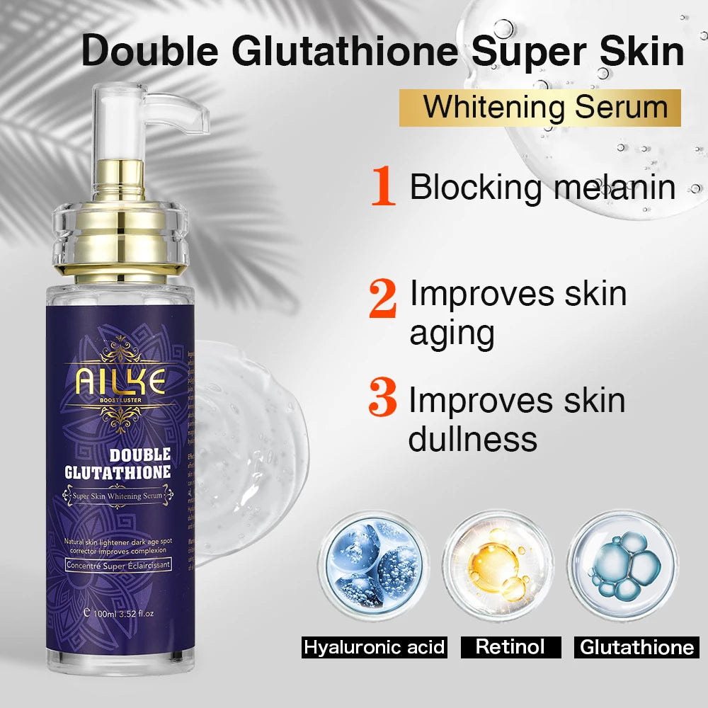 Ailke Face and Body Whitening Serum Hydration Moisturizing Dark Spots Remover Skin Glowing Wrinkle Treatment 100ML