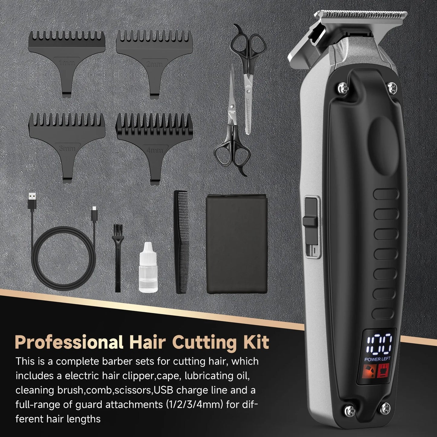 Sejoy Hair Clippers for Men and Kids Cordless Professional Hair Cutting Kit with LED Display
