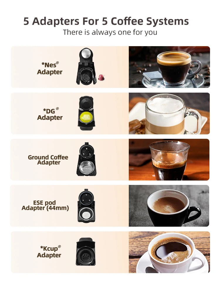 HiBREW Multiple Capsule Coffee Machine Hot Cold Dolce Gusto Milk Nespresso Capsule ESE Pod Ground Coffee Cafeteria 20Bar 5 in 1
