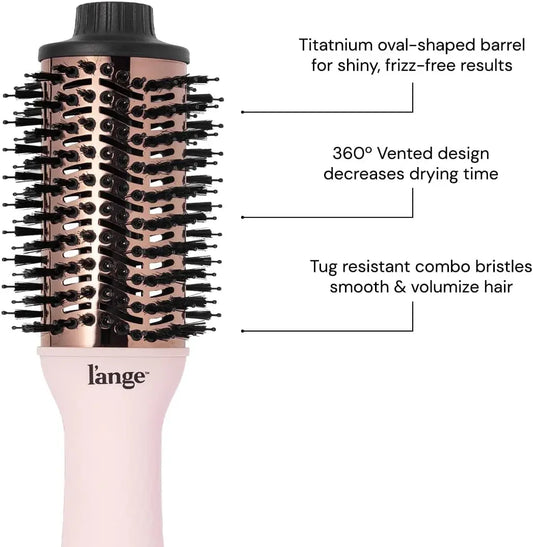 2 In 1 Titanium Blow Dryer Brush Hot Air Brush with Oval Barrel Hair Styler for Smooth Frizz Free Results for All Hair Types