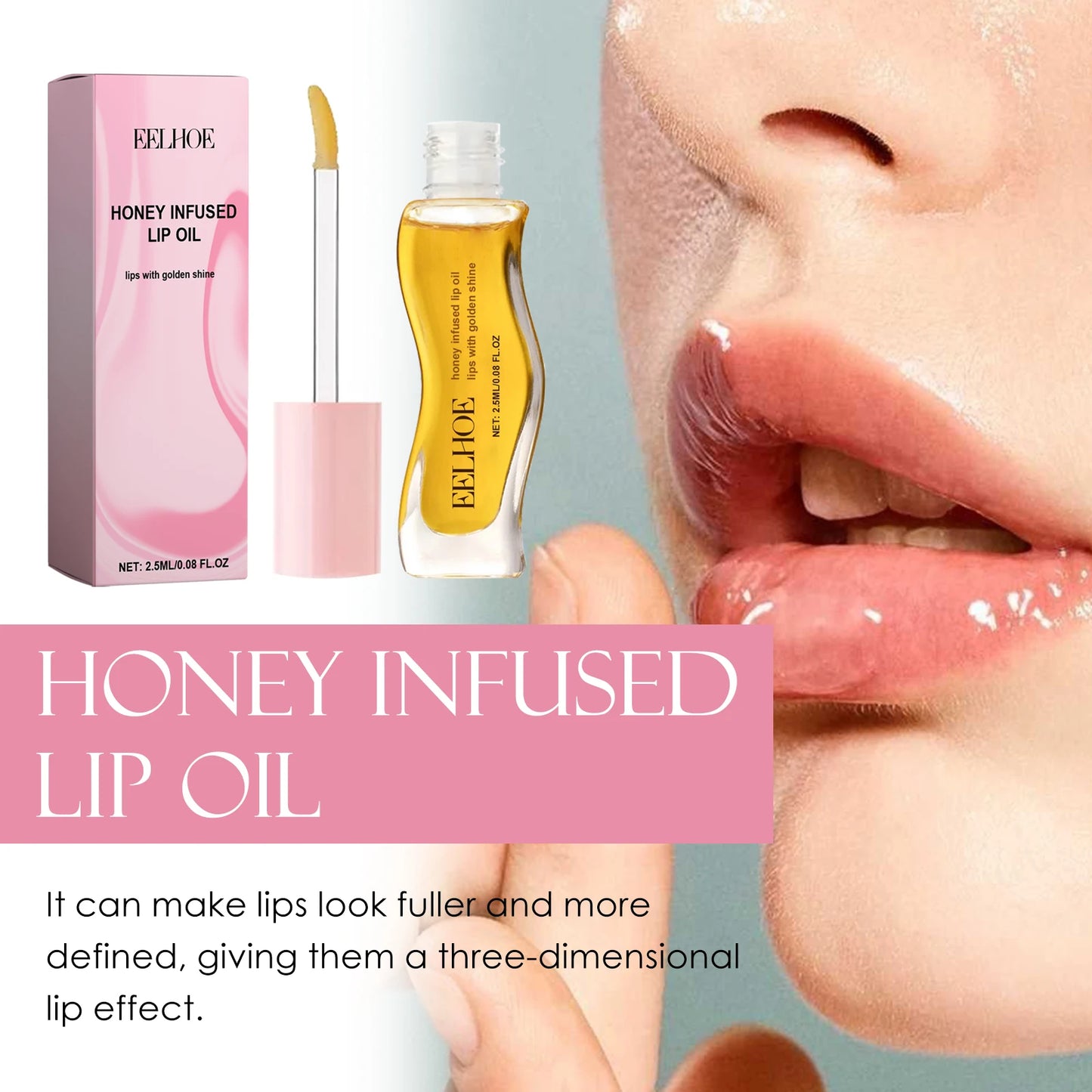 Honey Moisturizing Lip Oil for Soft and Nourished Lips with Hyaluronic Acid and Honey Extract