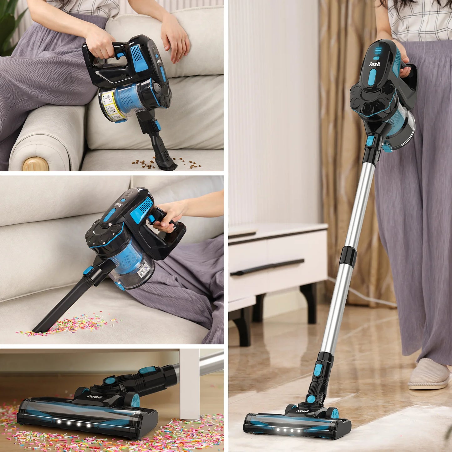 Inse V770 Cordless Vacuum Cleaner 20KPa Stick Vacuum Up to 40 Minute Runtime 6 in 1 Stick Vacuum for Hardwood Floor Pet Hair Home Car