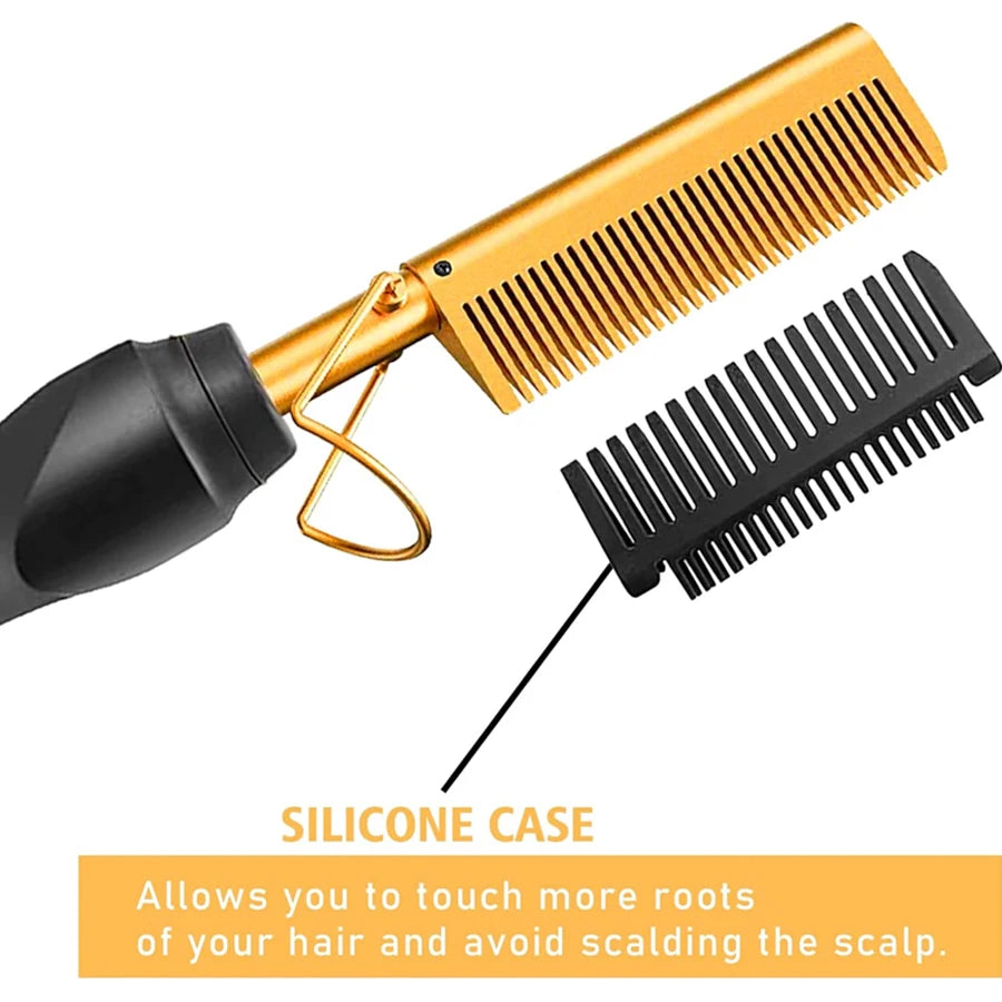 GOIPLE Electrical Heat Hair Straightener Hot Pressing Brush Styling Tool for Lace Front Wigs and Hair Wax Stick Melting Spray