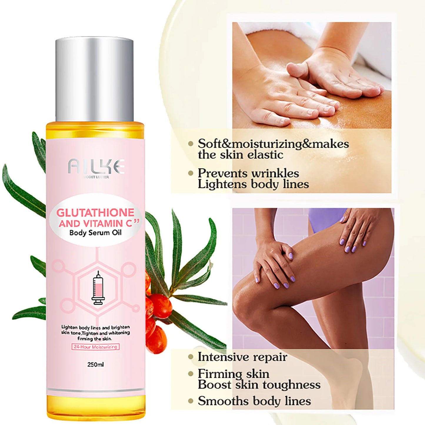 AILKE Whitening Skin Care Cream Lightening Lotion Remove Dark Spots with Glutathione and Shea Butter Moisturizing Body Cream