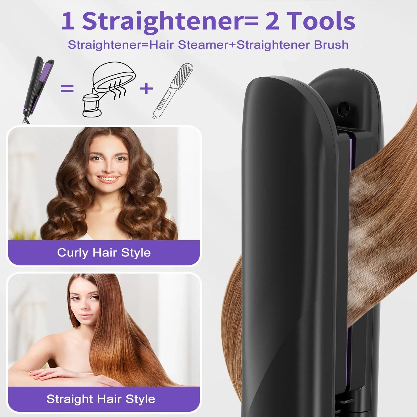 High Quality 2 In 1 Hair Straightener And Curler With 10 Seconds Rapid Heating Suitable For All Hair Types