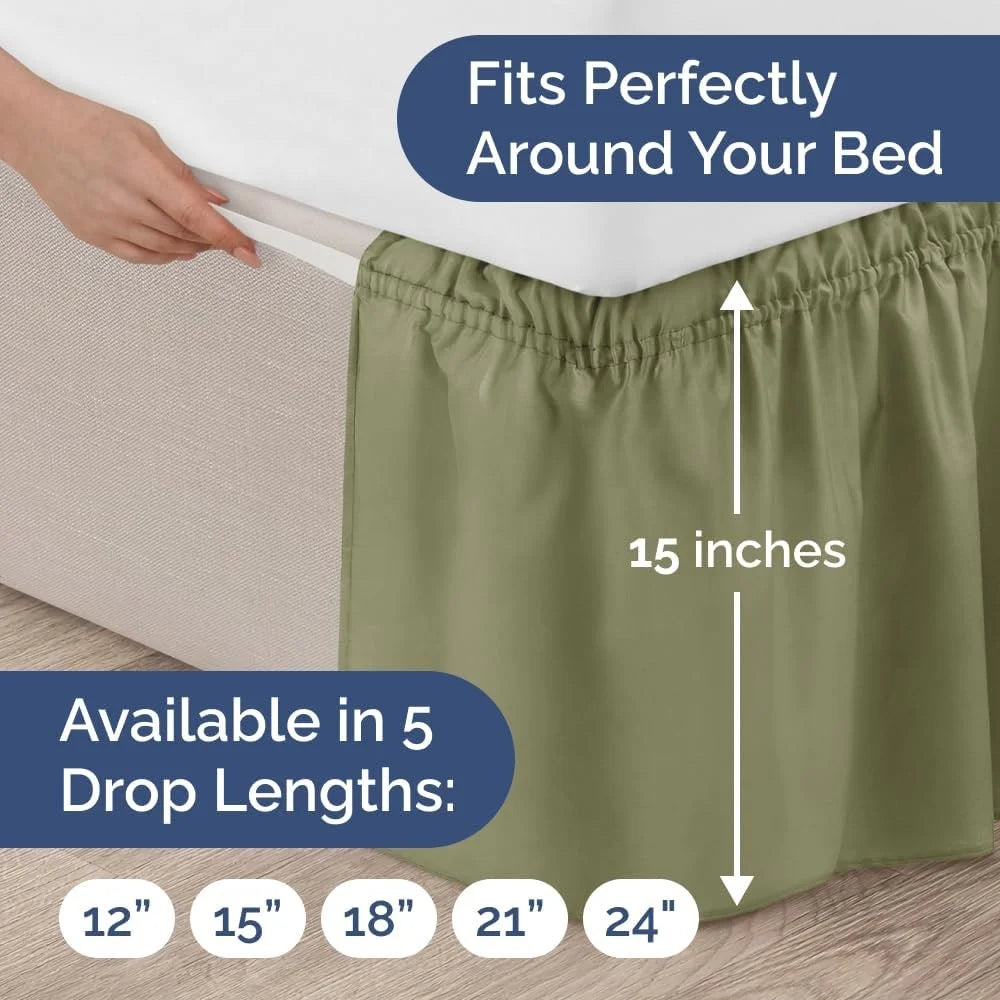 Pleated Dust Ruffle Bed Skirt King Size 15 Inch Drop Elastic