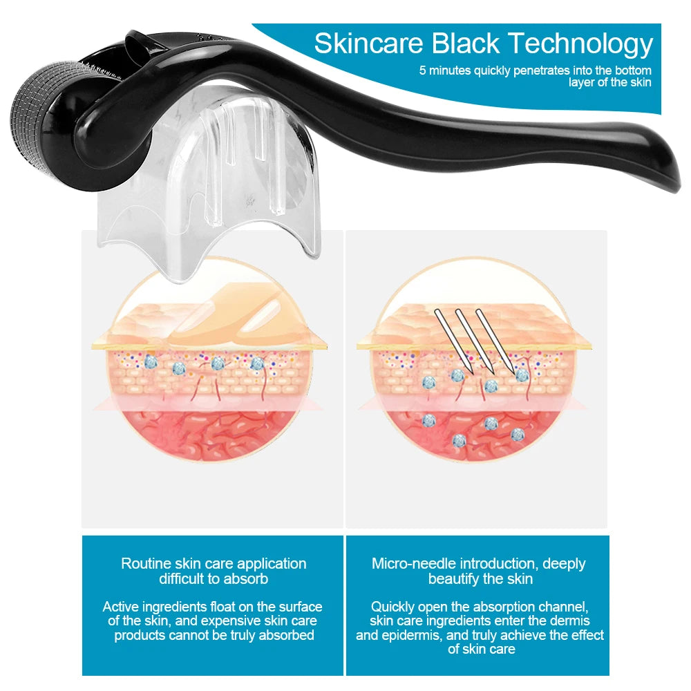 Professional 540 Needles for Facial Body Hair Growth Derma Roller for Skin Beard 0.2mm 0.25mm 0.3mm Needle Beauty Roller