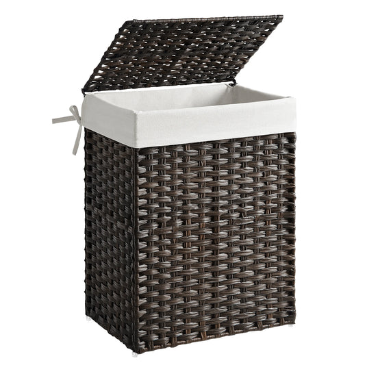 Songmics Laundry Hamper With Lid 90L Foldable Rattan Basket