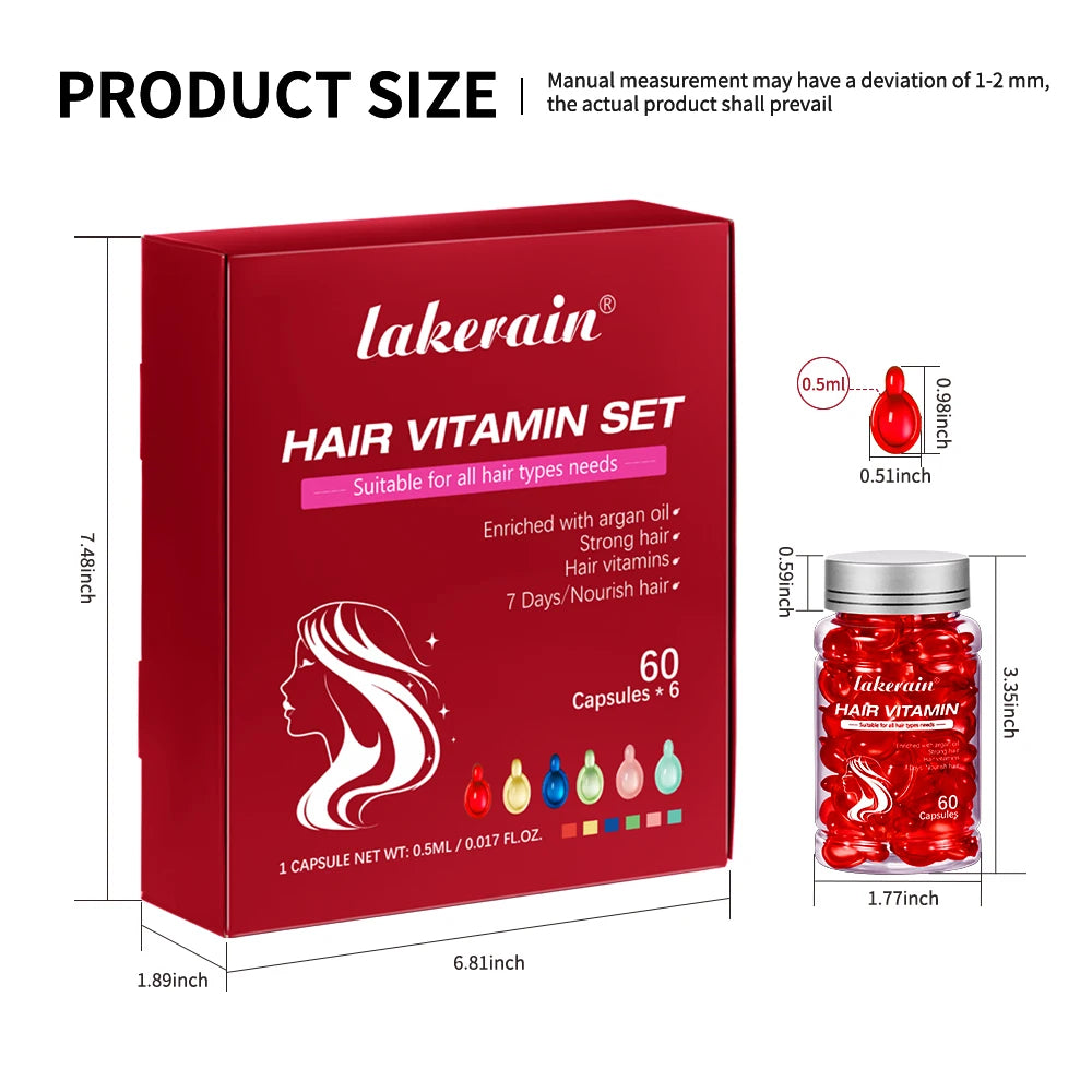 6pcs Moroccan Vitamin Oil Hair Care Essence Damaged Nutrition Repair Hair Splitting Improvement Treatment Products 60 Capsules