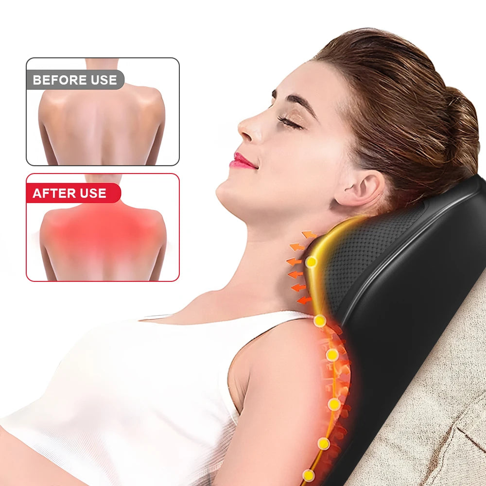 Neck Pillow Massager with 3 Speed Vibration and Heating Function