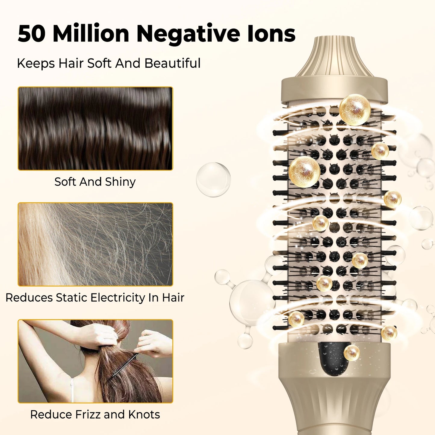 Thermal Brush One Step Hot Air Brush Volumizer Hair Curler Straightener Hair Styling Brush Professional Curling Iron Heated Gold