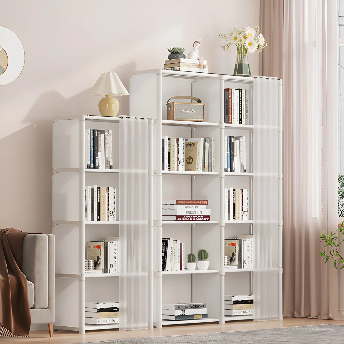 Layers Dustproof Wardrobe Double Row Partition Bookshelf