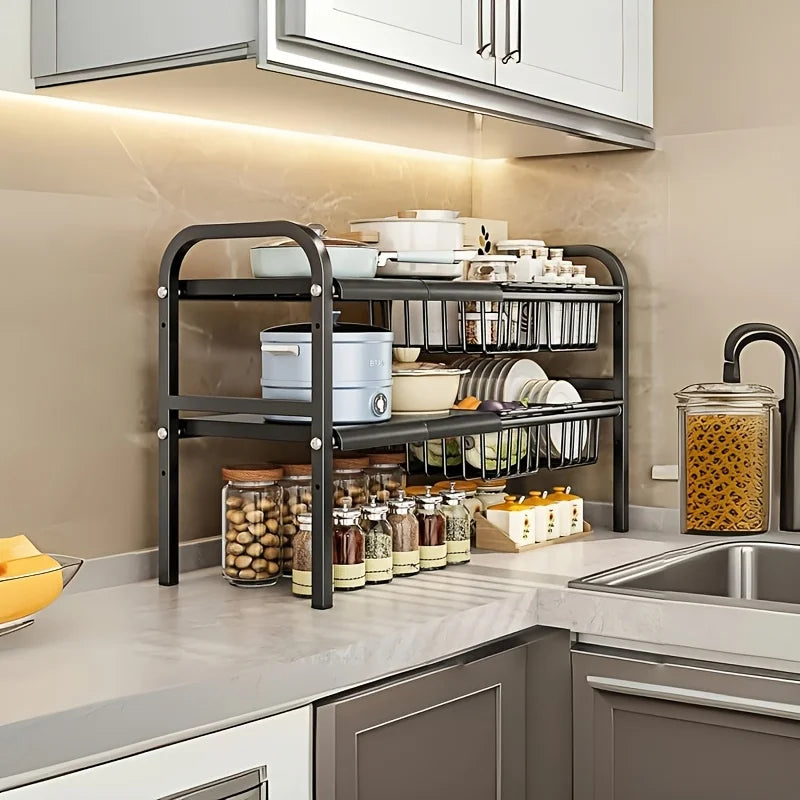 Homefish Dual Tier Under Sink Organizer Kitchen Bathroom