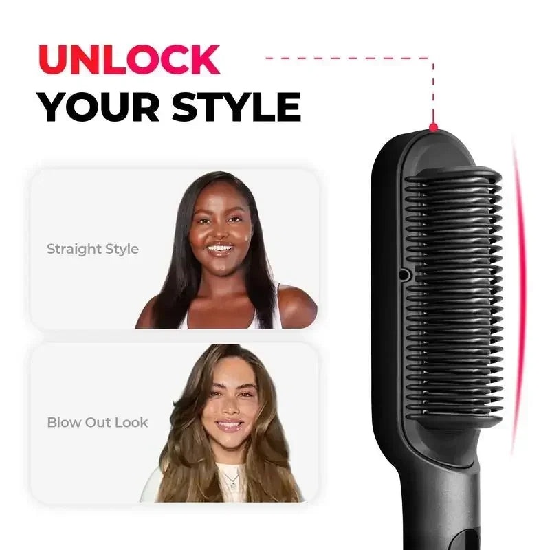 TYMO Ring Plus Hair Straightener Comb with Brush and Comfort Features Negative Ionic Hair Waver Salon Grade