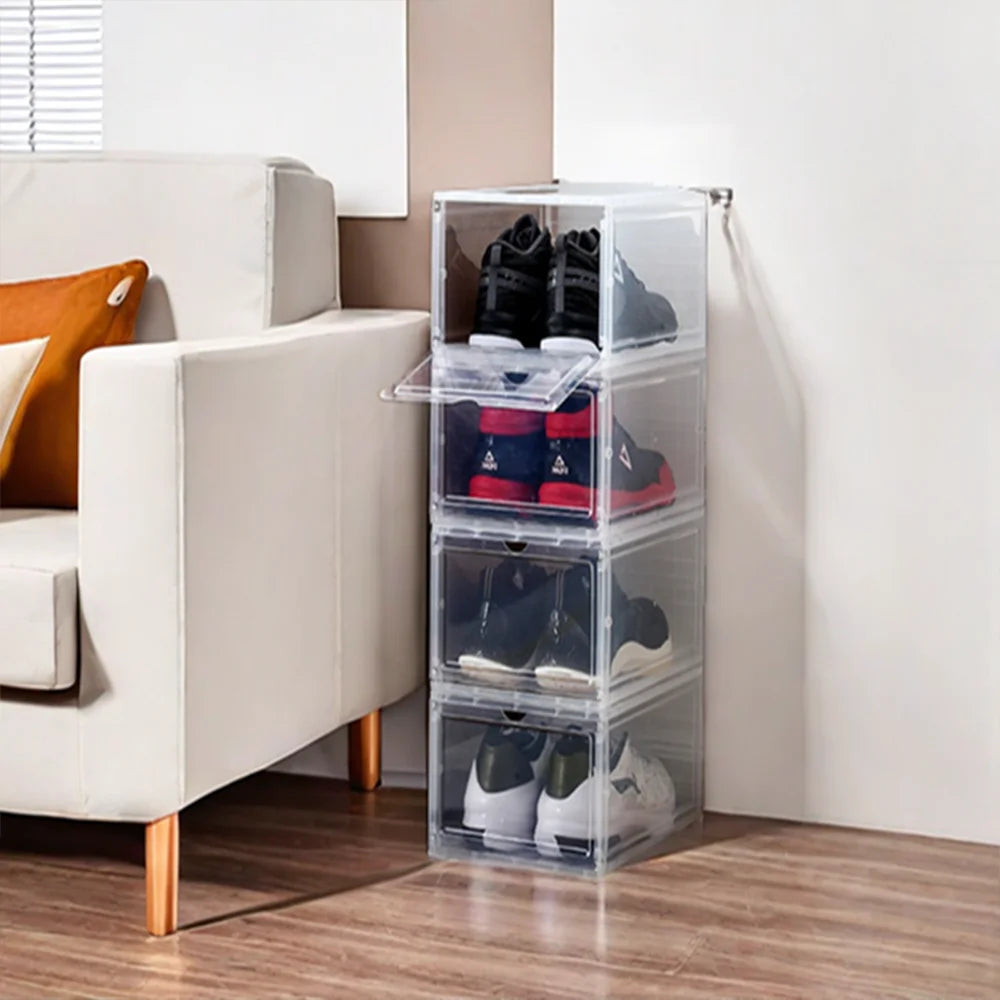 Shoe Storage Box 4 Pack Shoes Organizer Auto Opening White Shoe Shelf Home Furniture Cabinets for Living Room Shoe Rack Cabinet