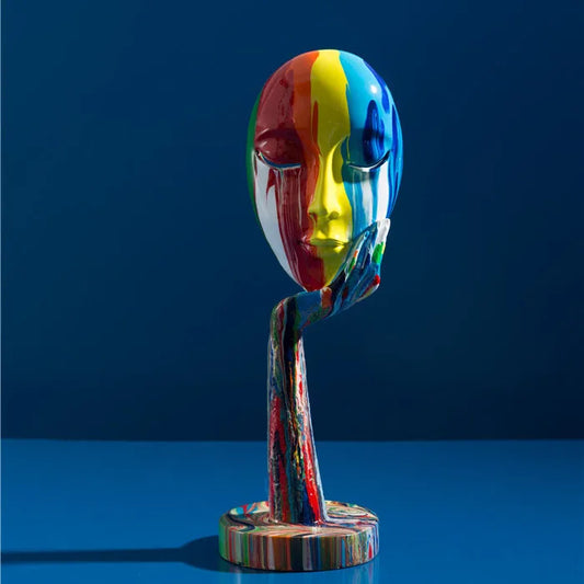 Modern Colorful Abstract Mask Ornament Resin Home Decor