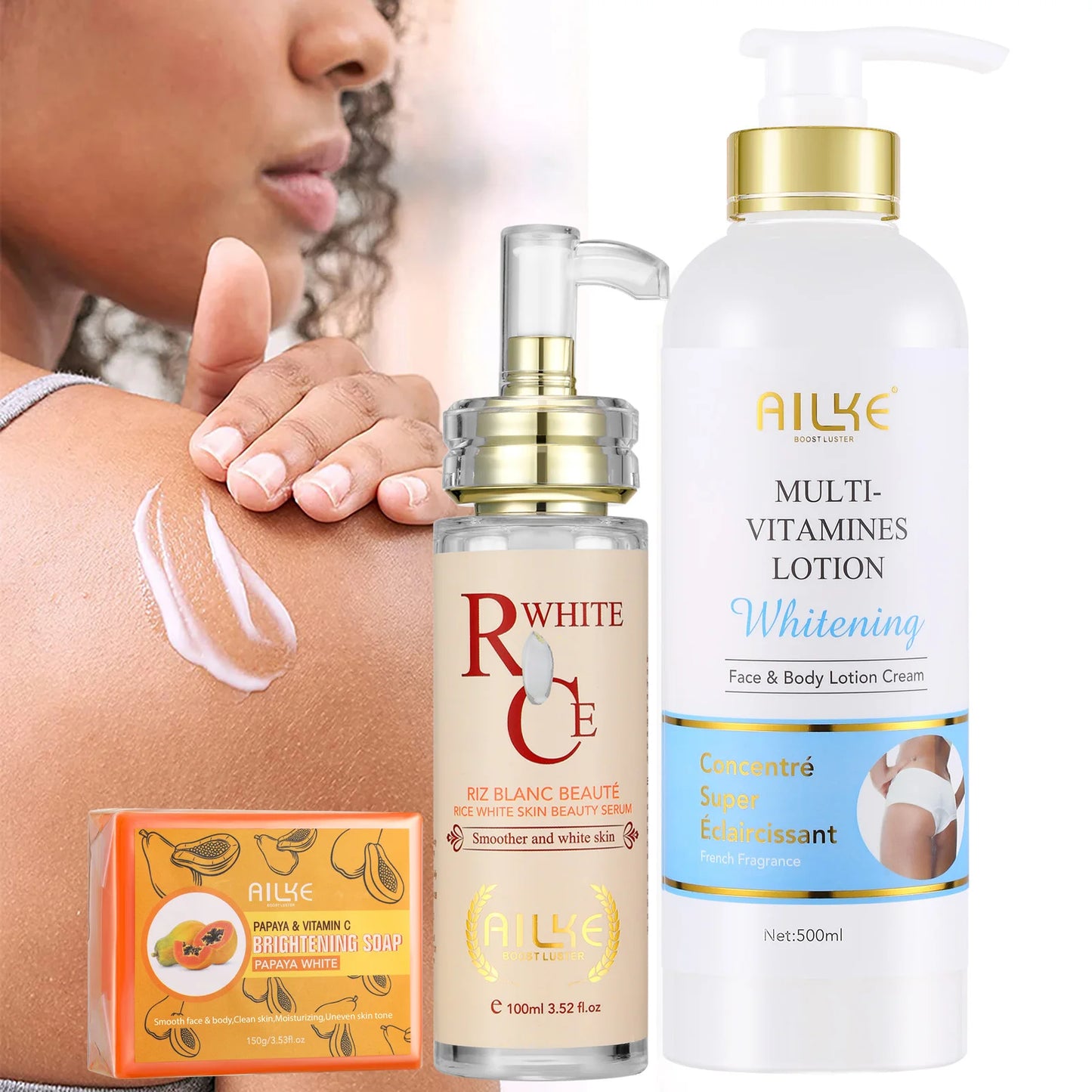 AILKE Multi Vitamin Whitening Body Lotion With Vitamins A E B3 B5 For Radiant Even Skin Tone Moisturizer Cream